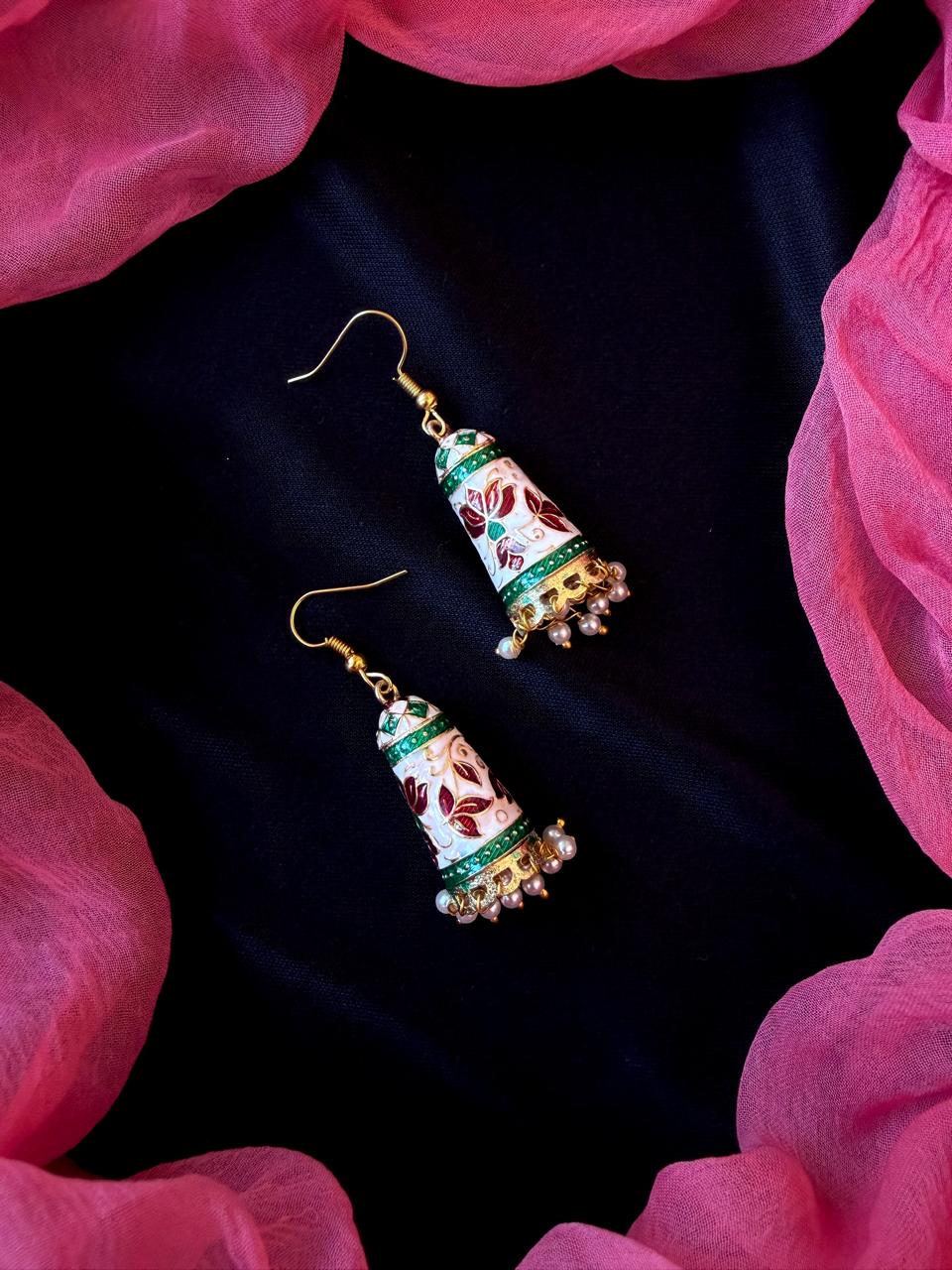 Meenakari Flower Print Earring