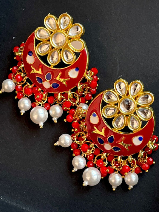 Meenakari Chandbali Beaded Earring