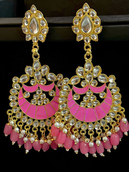 Meenakari Chandbali Long Earring