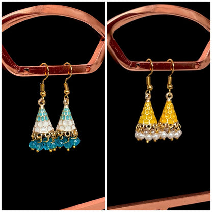 Meenakari Conical small Earring (Set of 2 pairs)