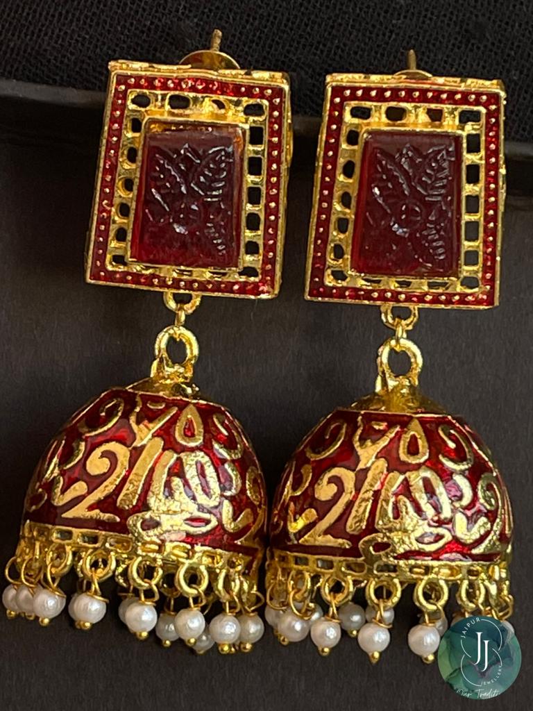 Meenakari Dome Shape Jhumka Earring