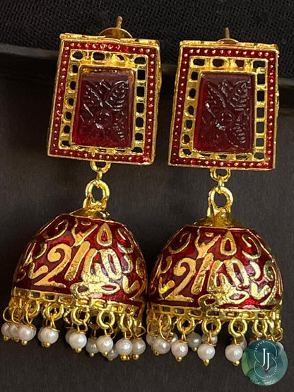 Meenakari Dome Shape Jhumka Earring