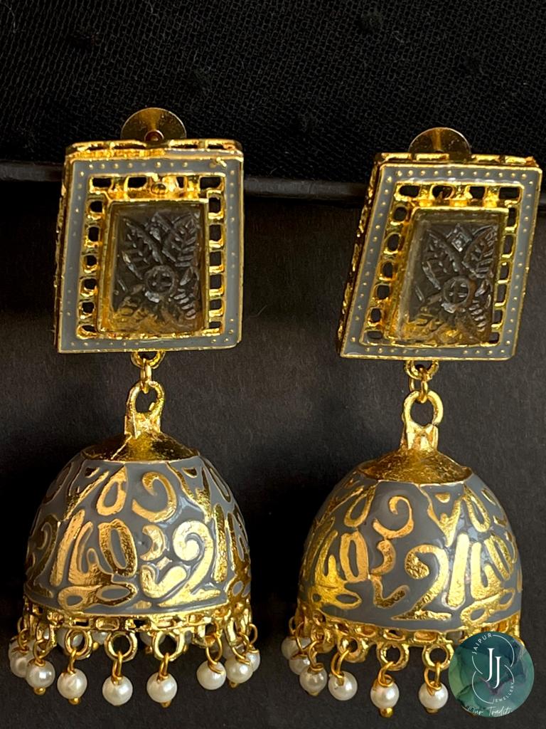 Meenakari Dome Shape Jhumka Earring