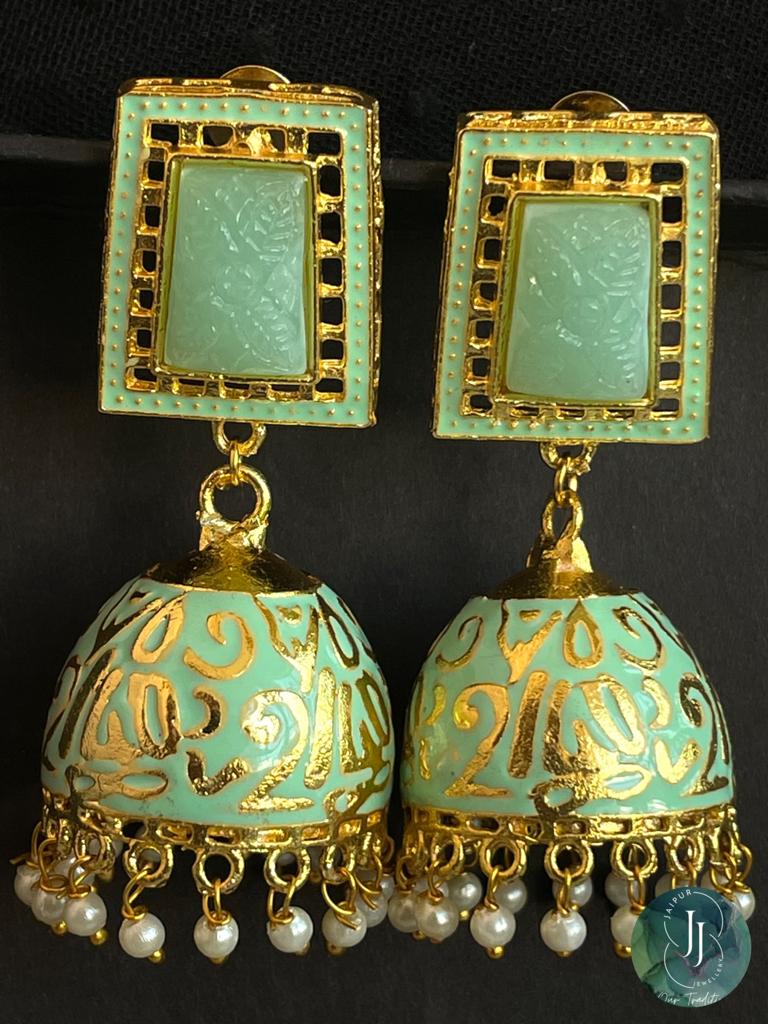 Meenakari Dome Shape Jhumka Earring