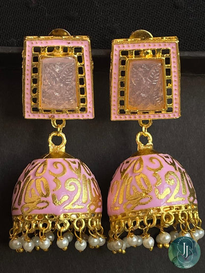 Meenakari Dome Shape Jhumka Earring