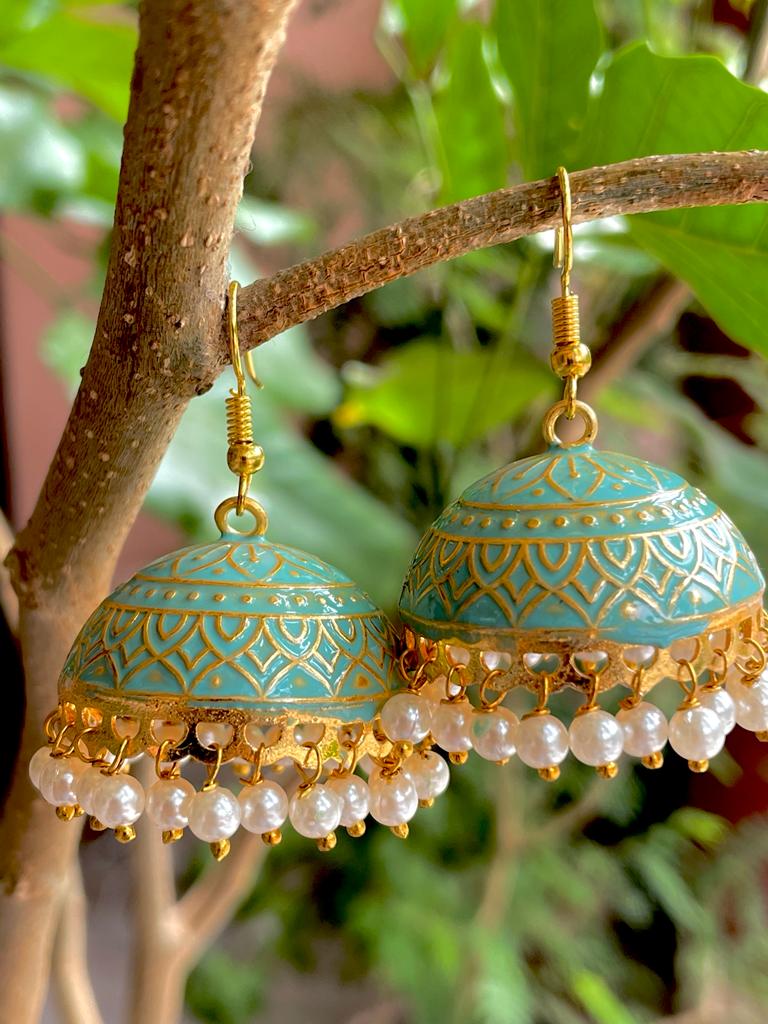 Meenakari Dome Shape Jhumka Earring