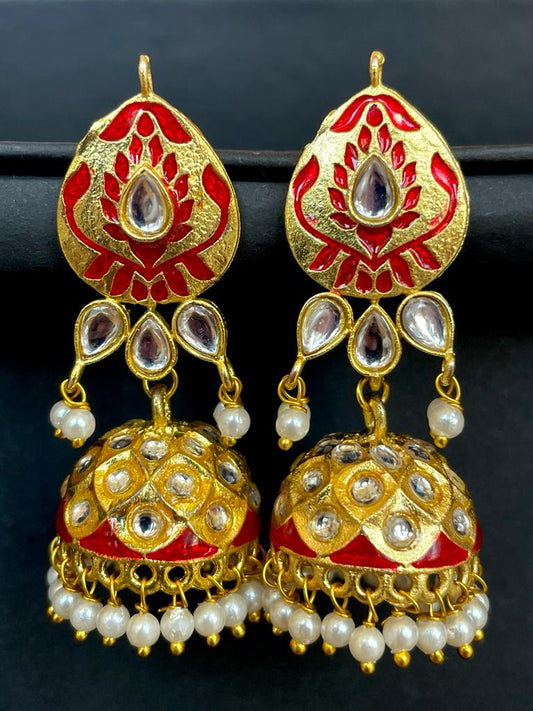 Meenakari Dome Shape Jhumka Earrings