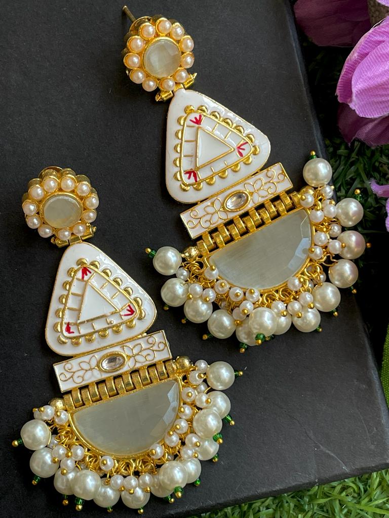 Meenakari Earring with Monalisa Stone
