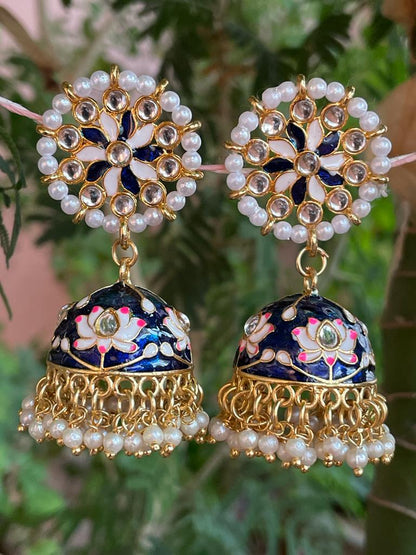 Meenakari Floral Top with Beaded Jhumka Earring