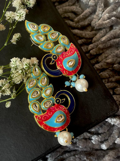 Meenakari Peacock shape Earring