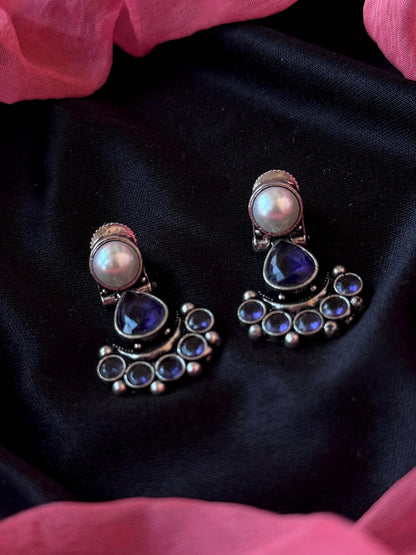 Monalisa Stone Chandbali Pearl Silver Replica Earring