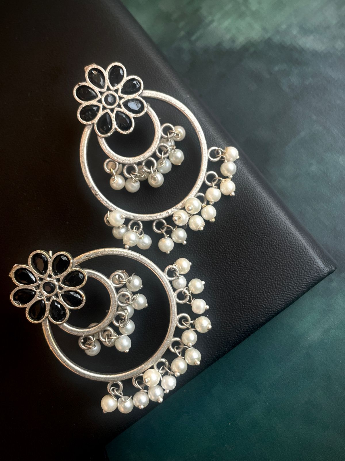 Monalisa Stone Double Chandbali Stud Earring