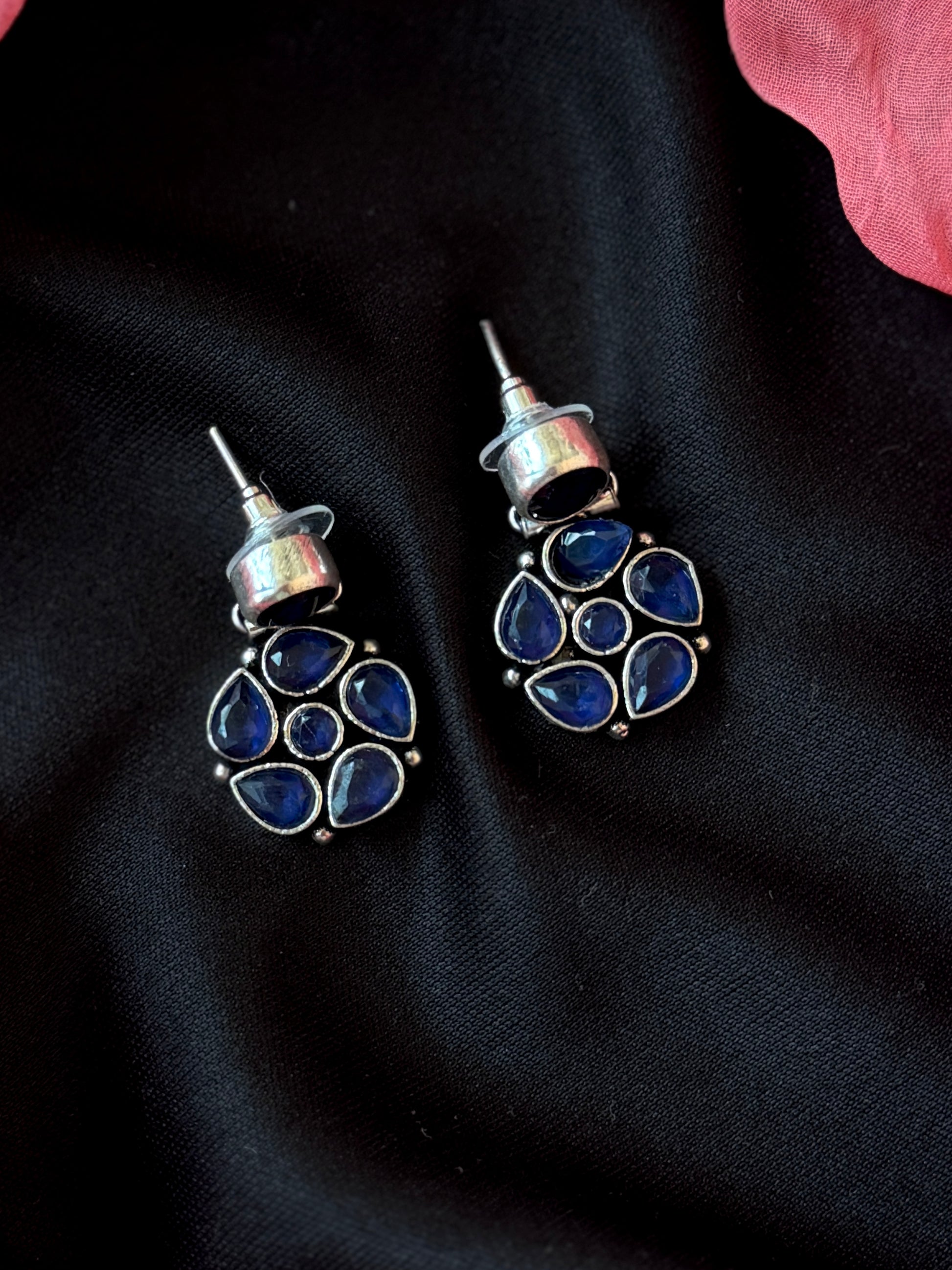 Monalisa Stone Floral Silver Replica Earring