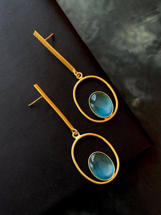 Monalisa Stone Golden Oval Earring