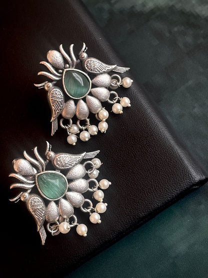 Monalisa Stone Oxidized Stud Earring