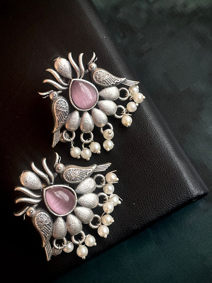 Monalisa Stone Oxidized Stud Earring