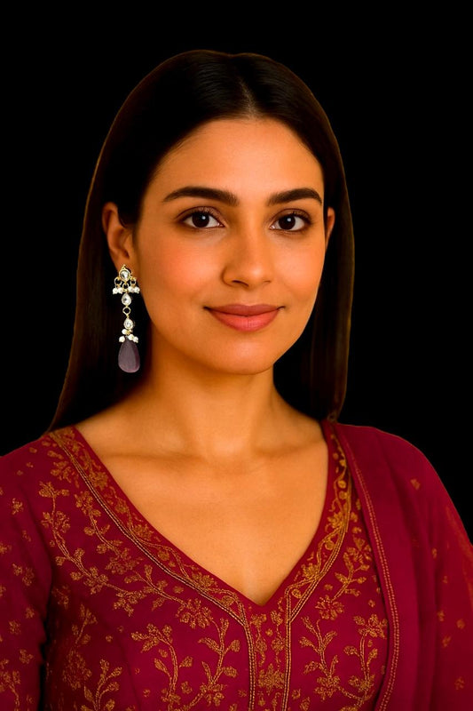 Monalisa Stone Pachi Kundan Beaded Earring