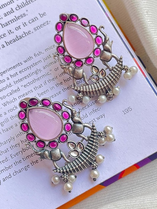 Monalisa Stone Oxidized Earring