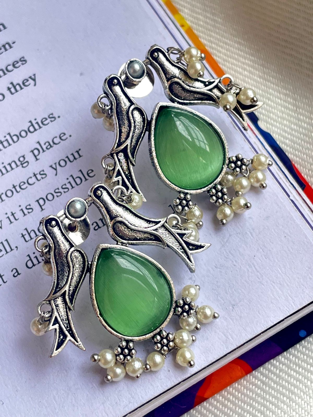 Monalisa Stone Silver Replica Earring