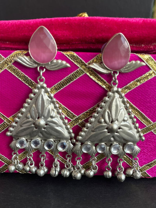 Monalisa Stone Silver Replica Geometrical shape Earring