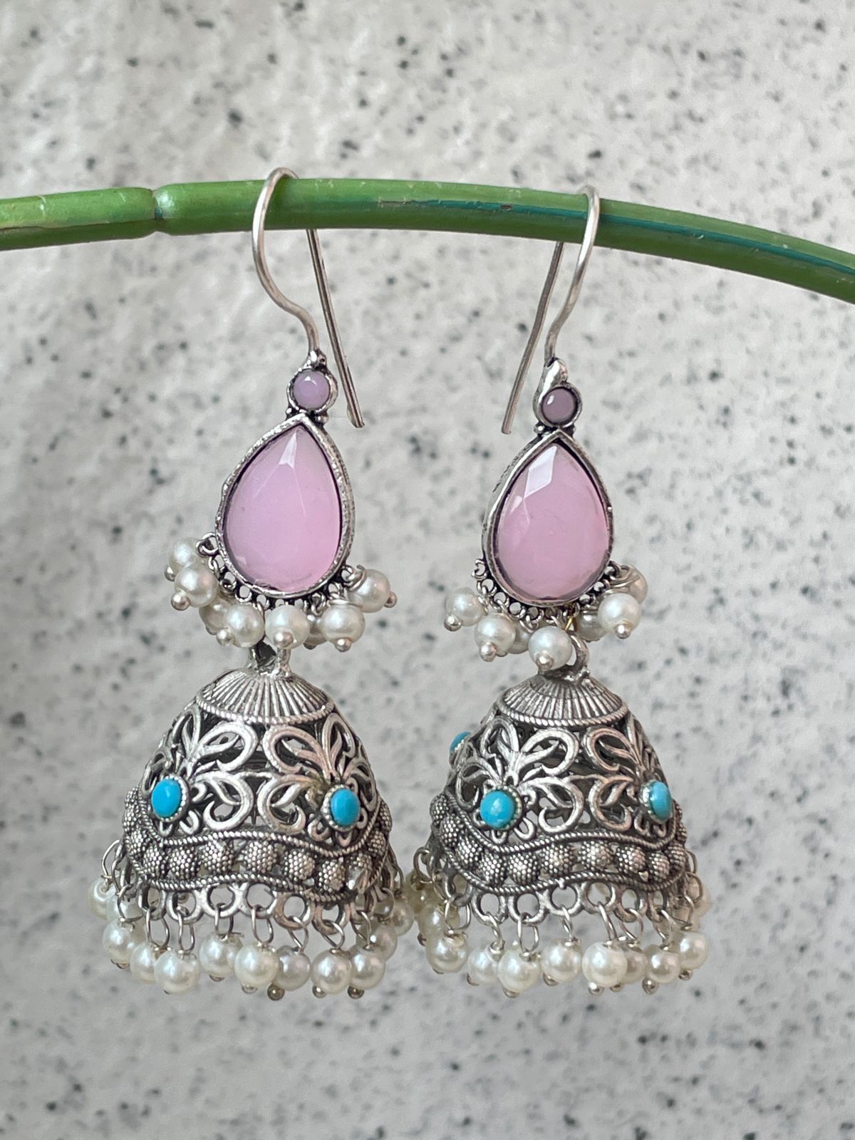 Monalisa Top with Silver Replica Jhumki Earring