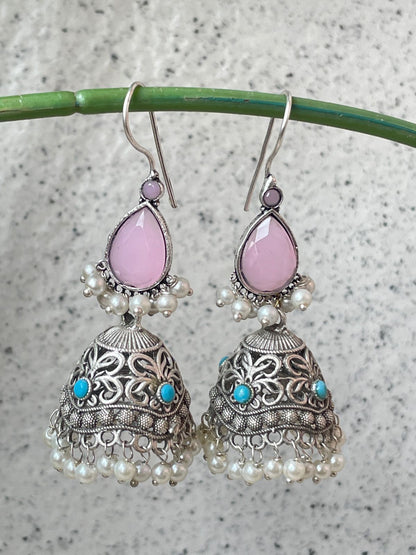 Monalisa Top with Silver Replica Jhumki Earring