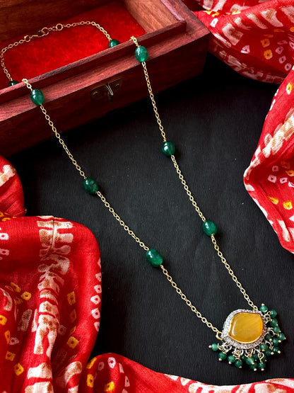 Monalsa with AD stone Pendant Beaded Chain Necklace
