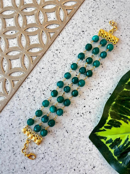 Natural Stone Beads Three Layered Bracelet