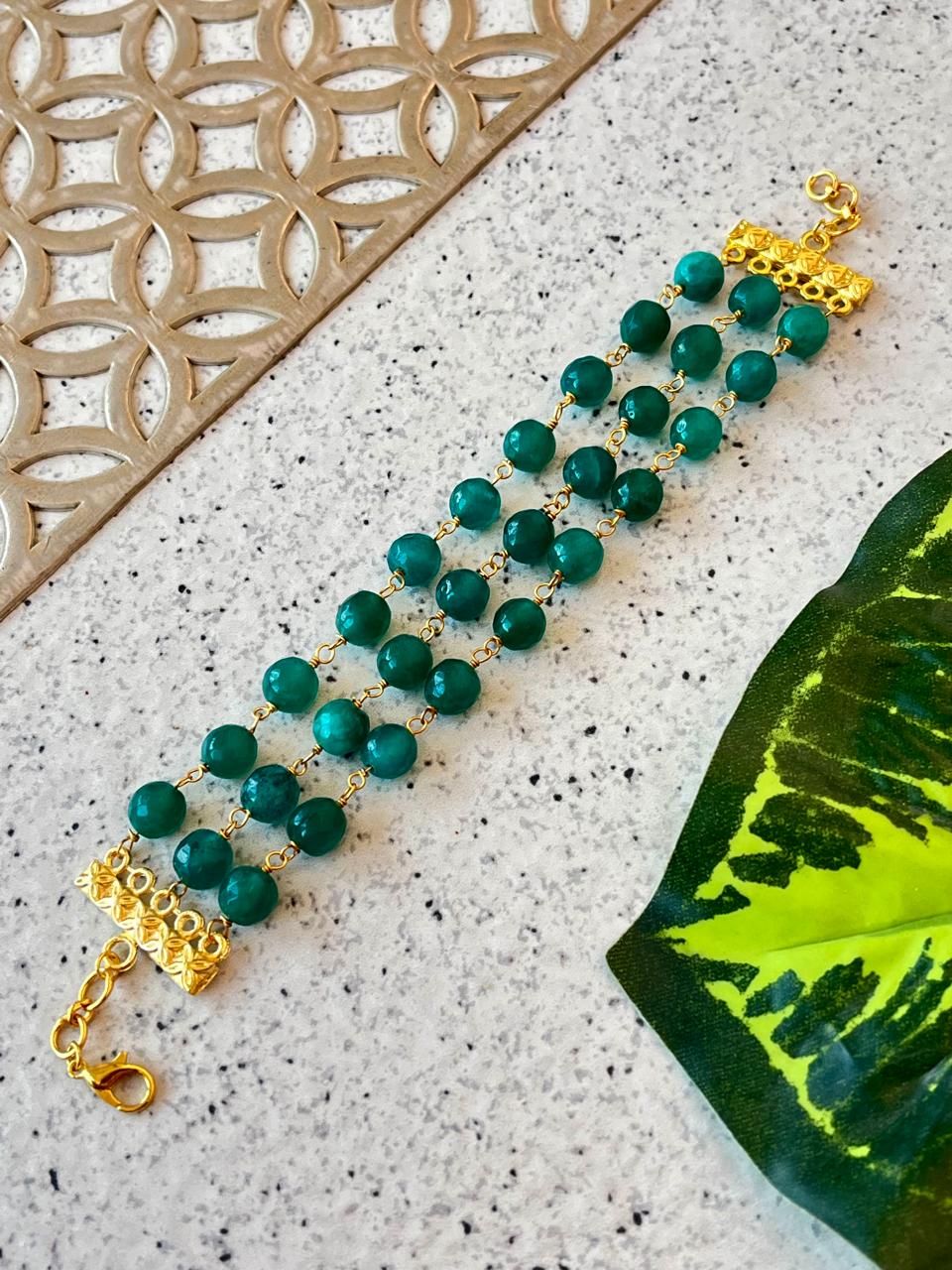 Natural Stone Beads Three Layered Bracelet