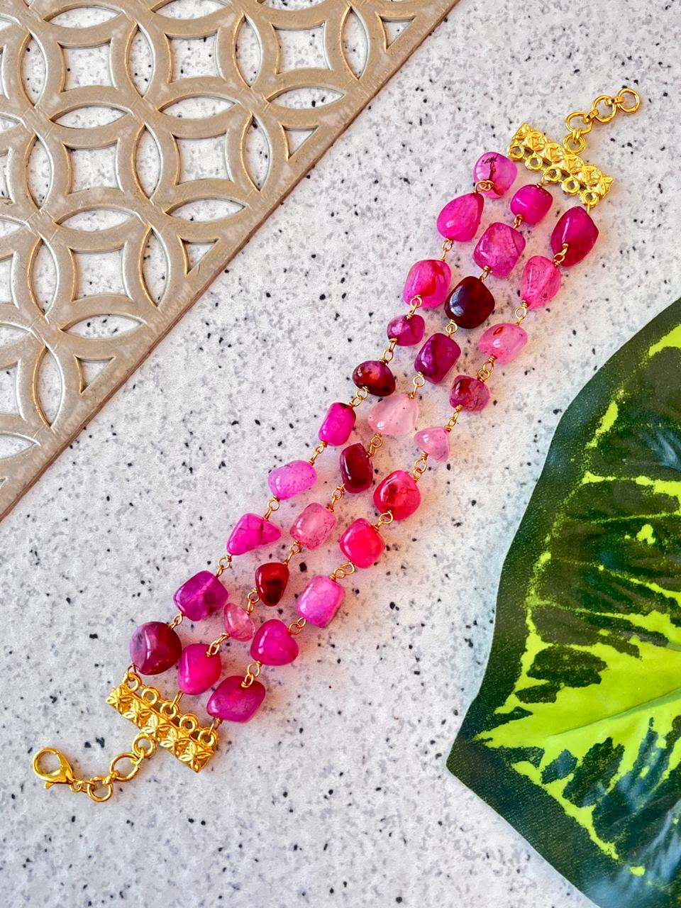 Natural Stone Three Layered Bracelet