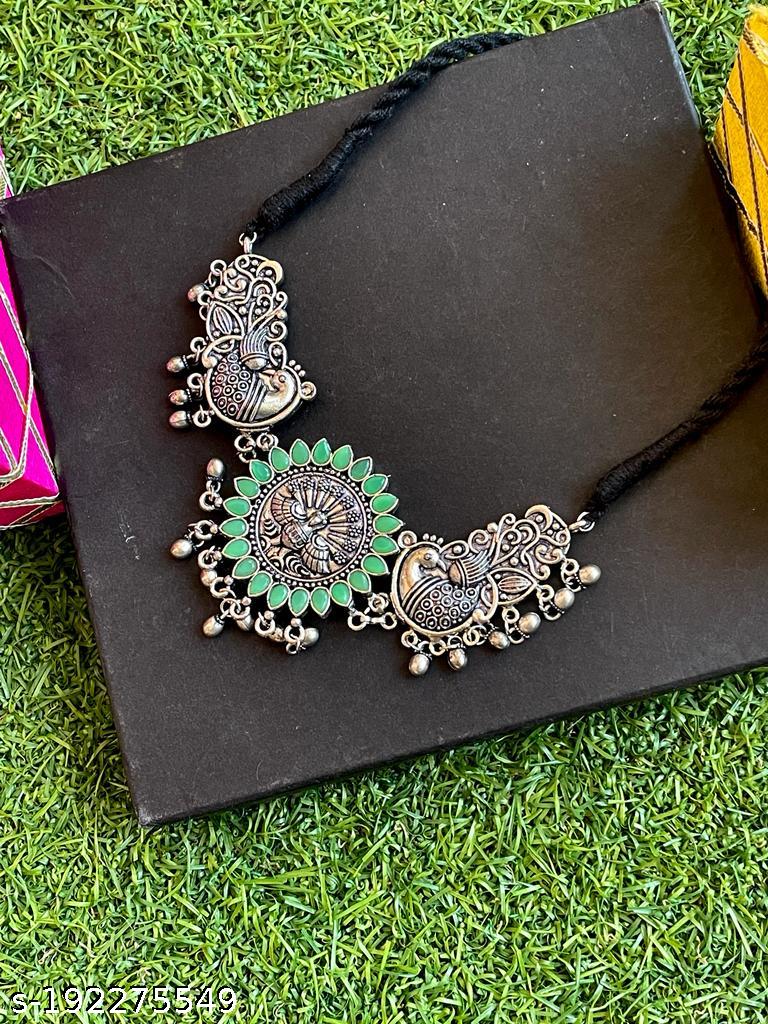 Oxidized Antique Peacock Choker Necklace