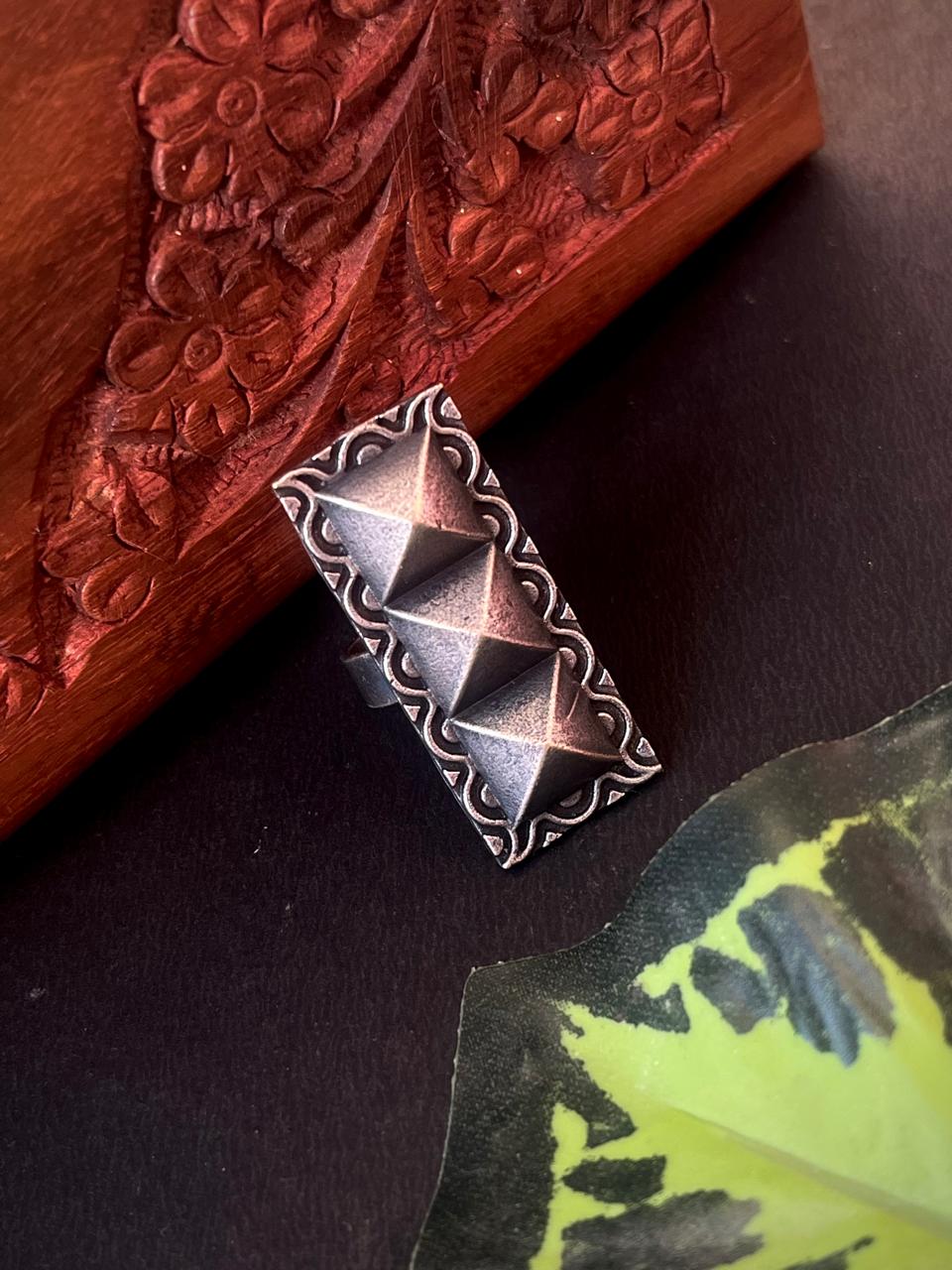 Oxidized Black Polish Ring