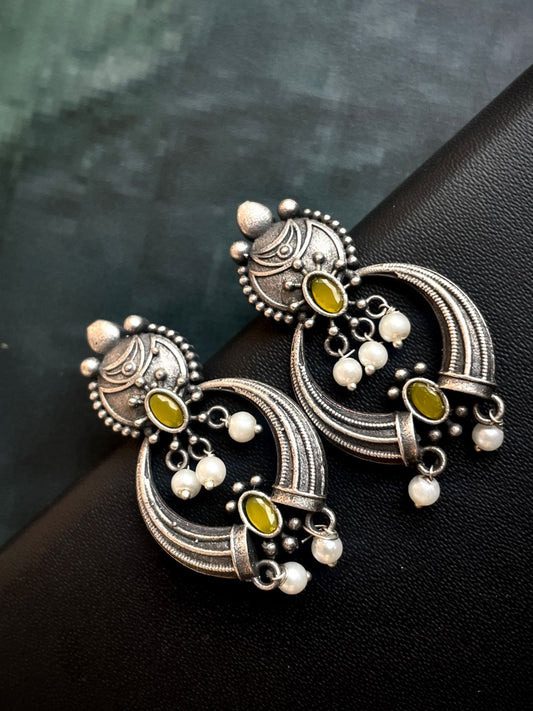 Oxidized Chandbali Drop Earring