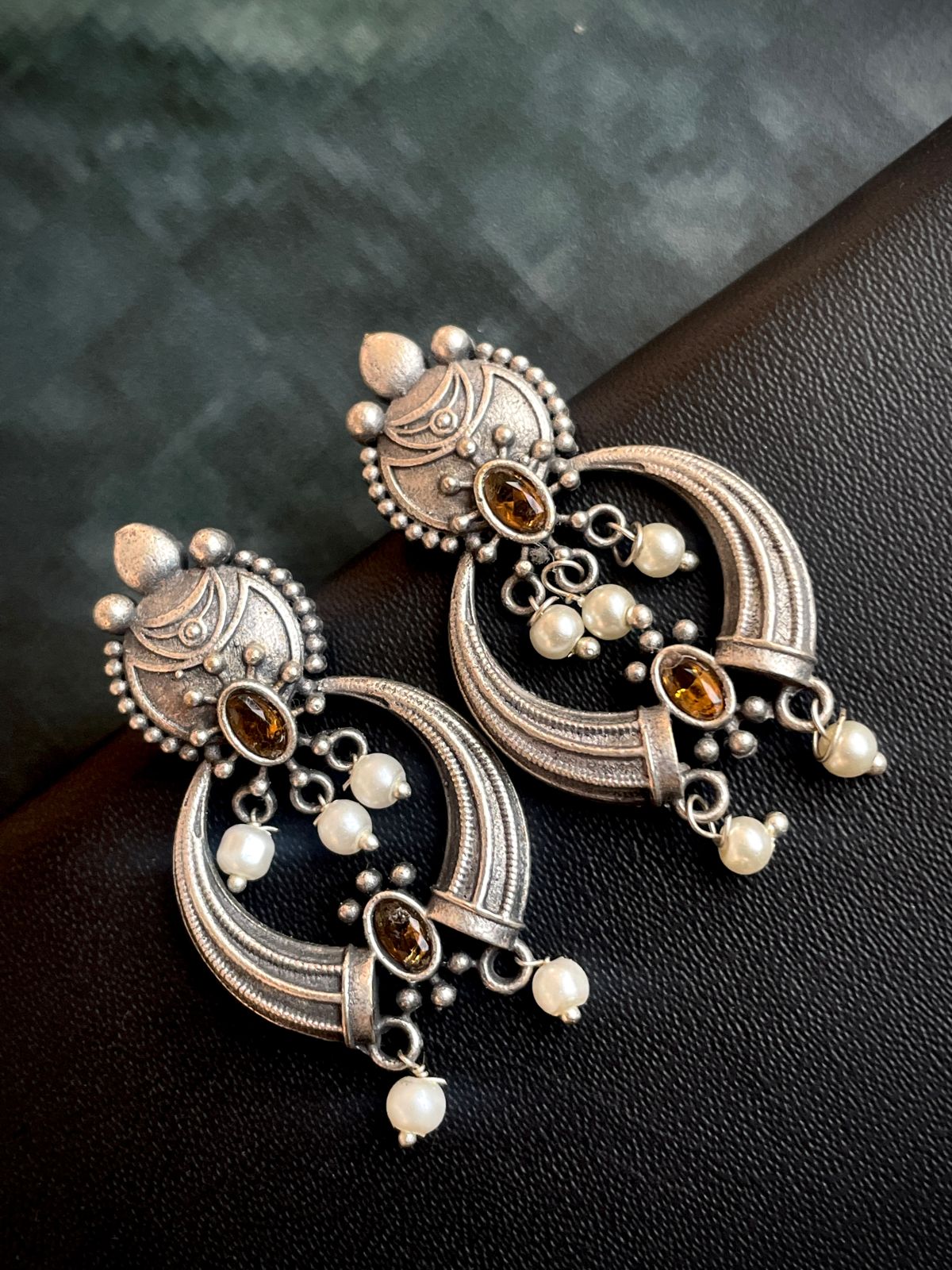 Oxidized Chandbali Drop Earring