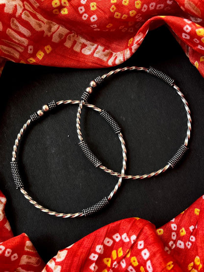 Oxidized Designer Anklet Pair