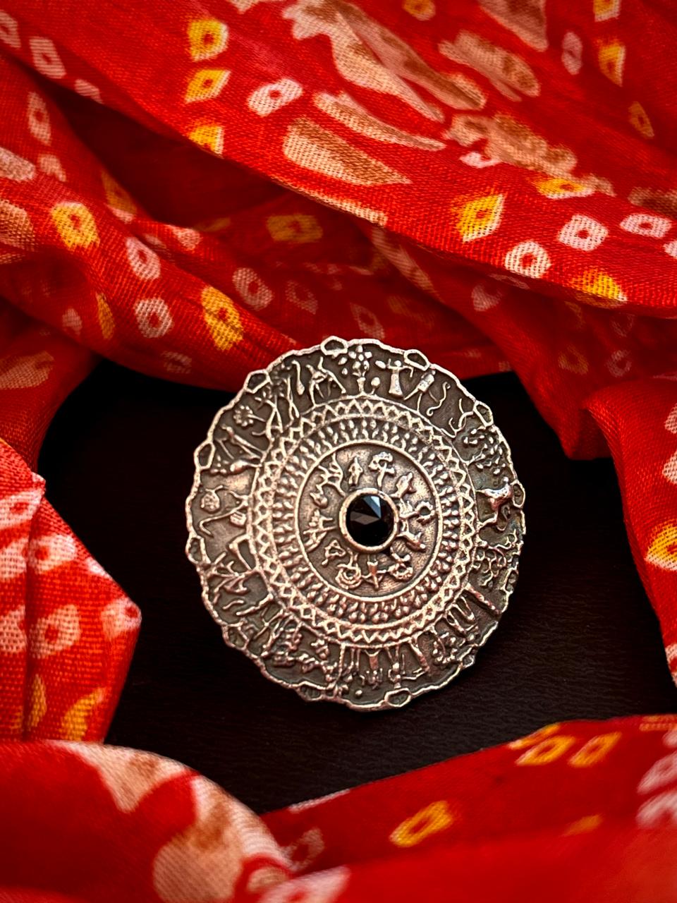 Oxidized Ethnic Black Polish Ring