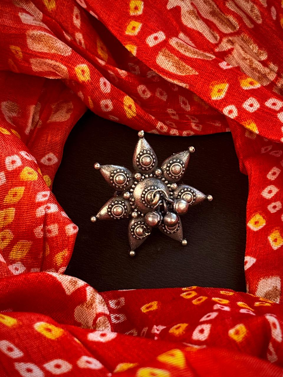 Oxidized Floral with Ghunghroo Ring