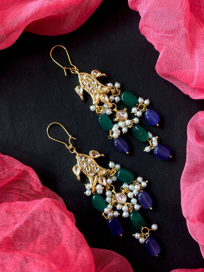 Pachi Kundan Jade Stone Beaded Earring
