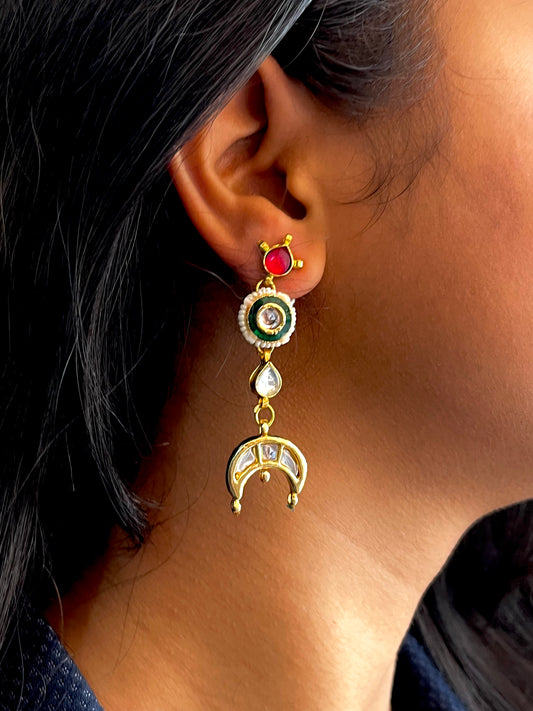 Pachi Kundan Meenakari Earring