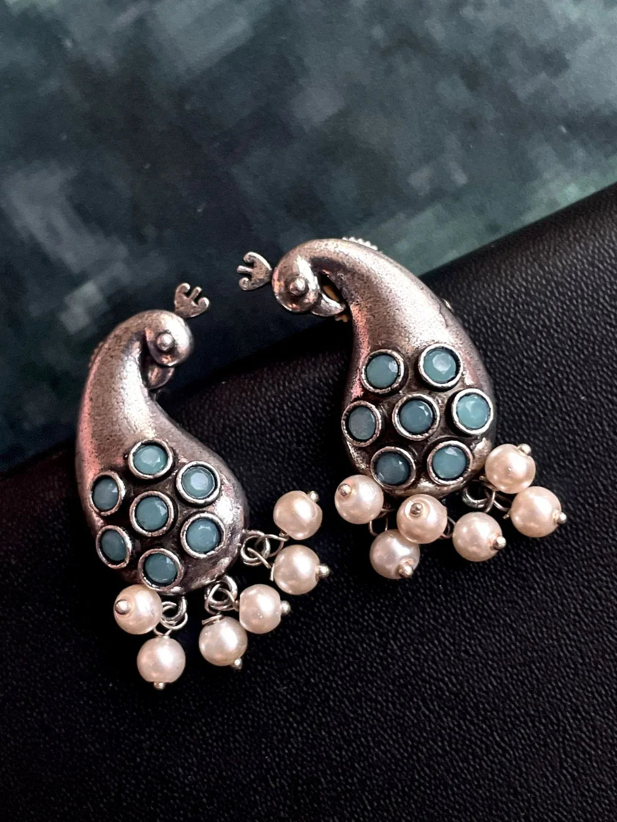 Peacock shape Beaded Stud Earring
