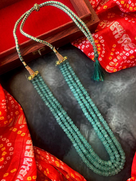 Pumpkin Stone Beads Three Layered Mala