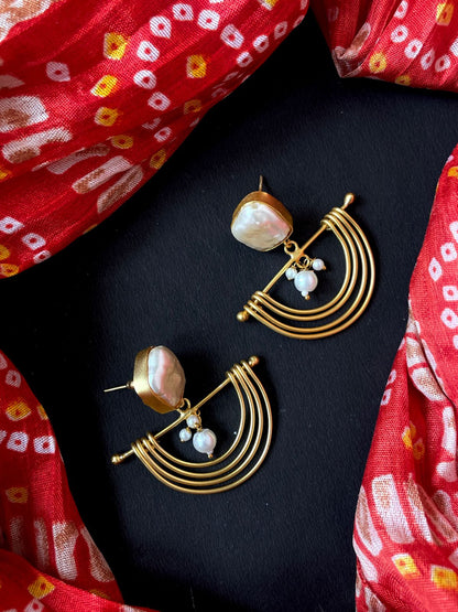 Sea Shell Trendy Half round Golden Earring