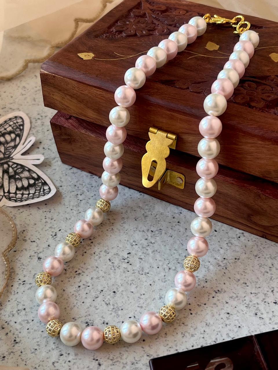 Shell Pearl with AD Ball Mala