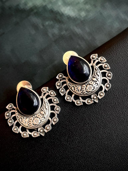 Silver Replica Chandbali Stud Earring
