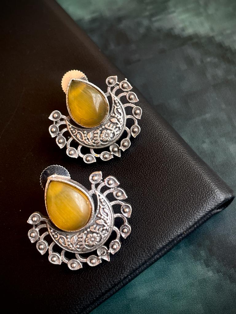 Silver Replica Chandbali Stud Earring