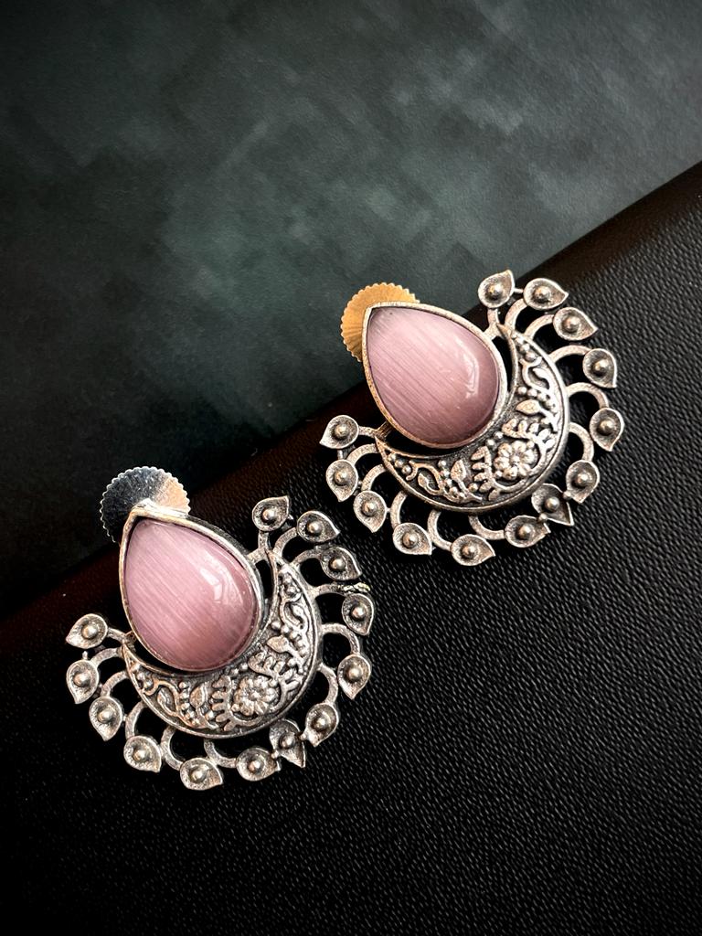 Silver Replica Chandbali Stud Earring