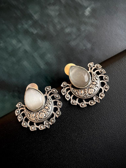 Silver Replica Chandbali Stud Earring