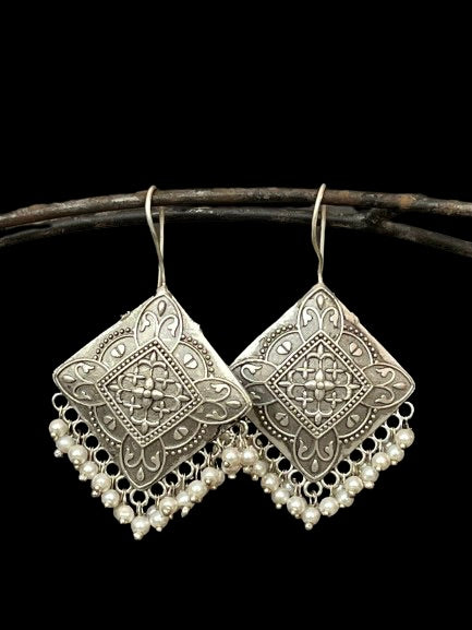 Silver Replica Square shape Brass Stud Earring