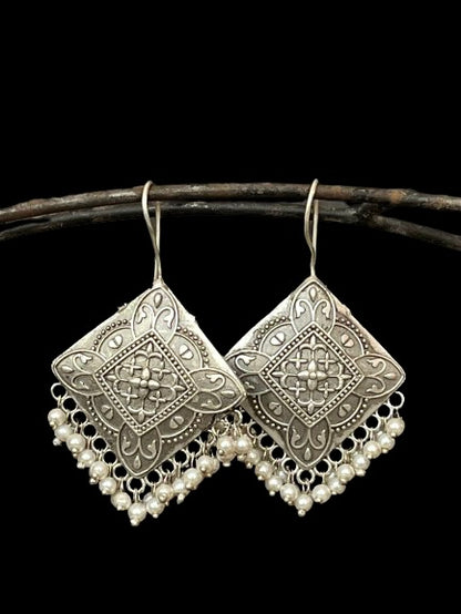 Silver Replica Square shape Brass Stud Earring