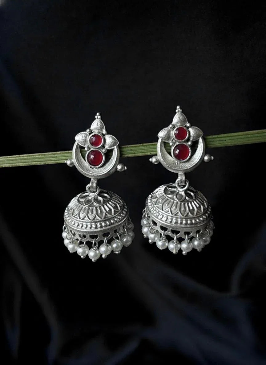 Silver Replica Top and Jhumki 
